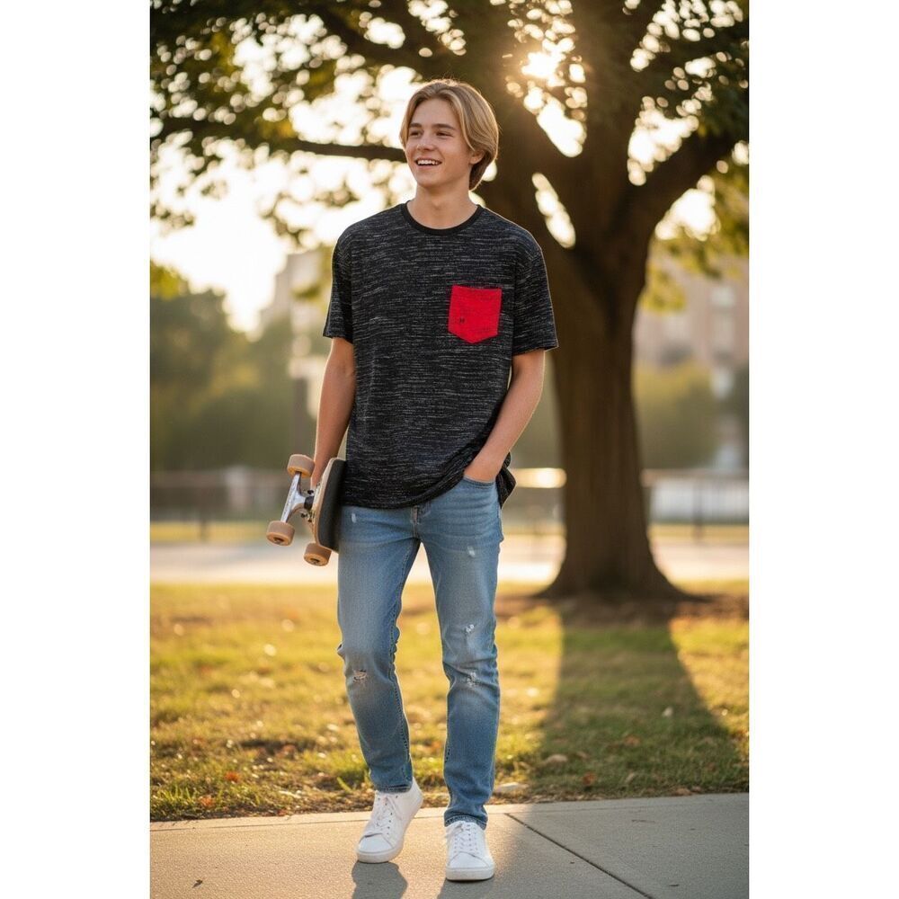 Brand New Rue 21 Junior Men Straight Hem Jersey Pocket Tee Shirt - Sz M